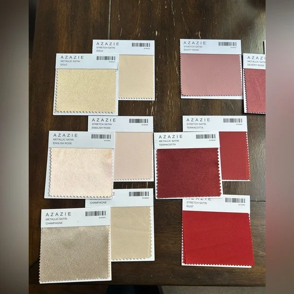 Azazie & Birdy Grey bridesmaid dress fabric swatches! Warm neutrals! - Picture 3 of 5